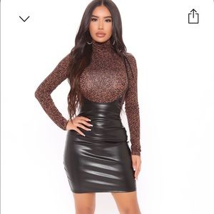 Fashion Nova Pleather Mini Skirt Overalls